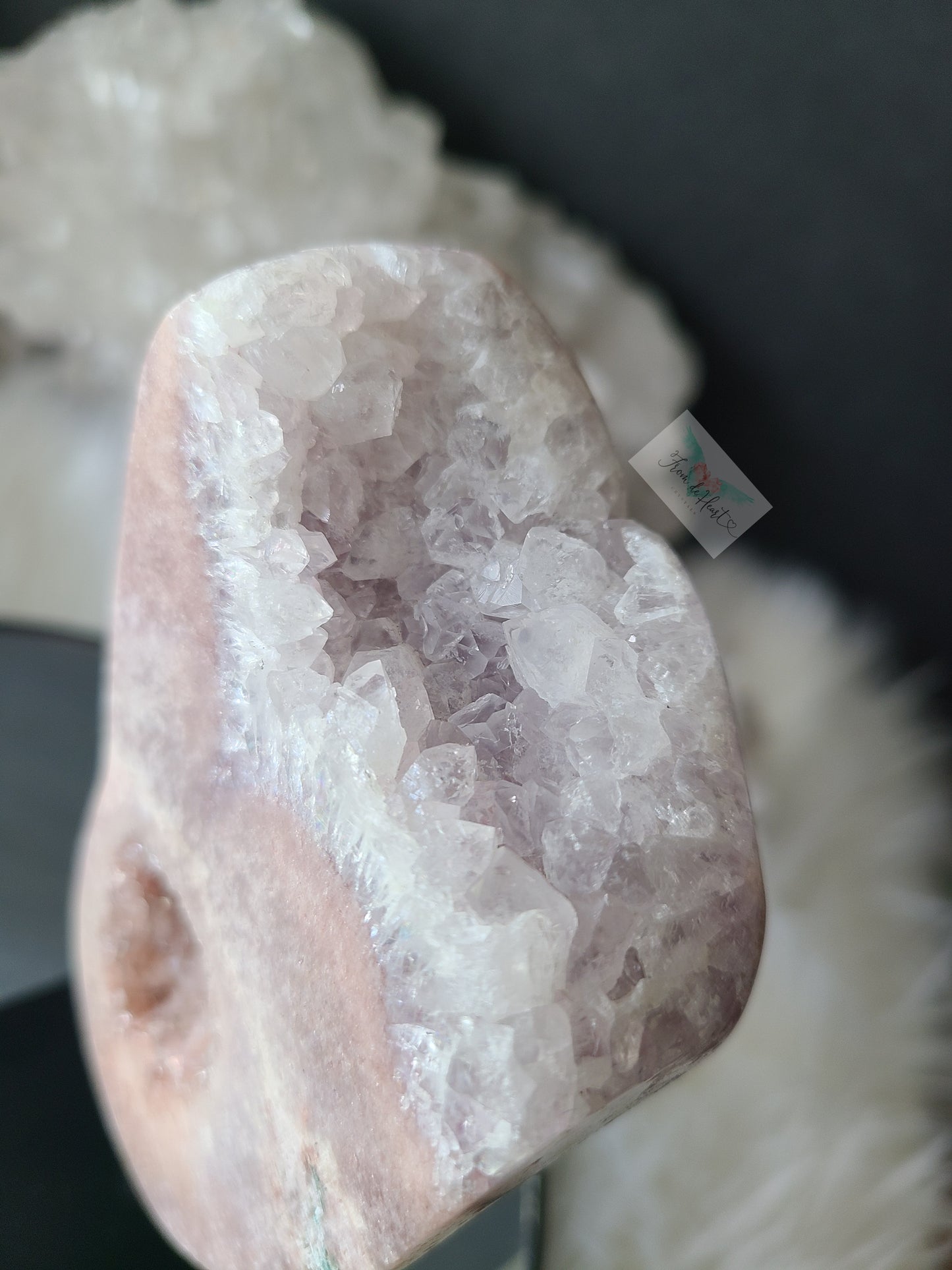 Pink Amethyst with Quartz on Stand