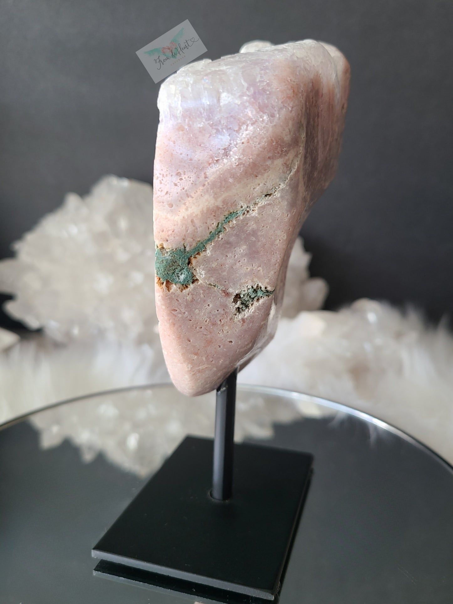 Pink Amethyst with Quartz on Stand