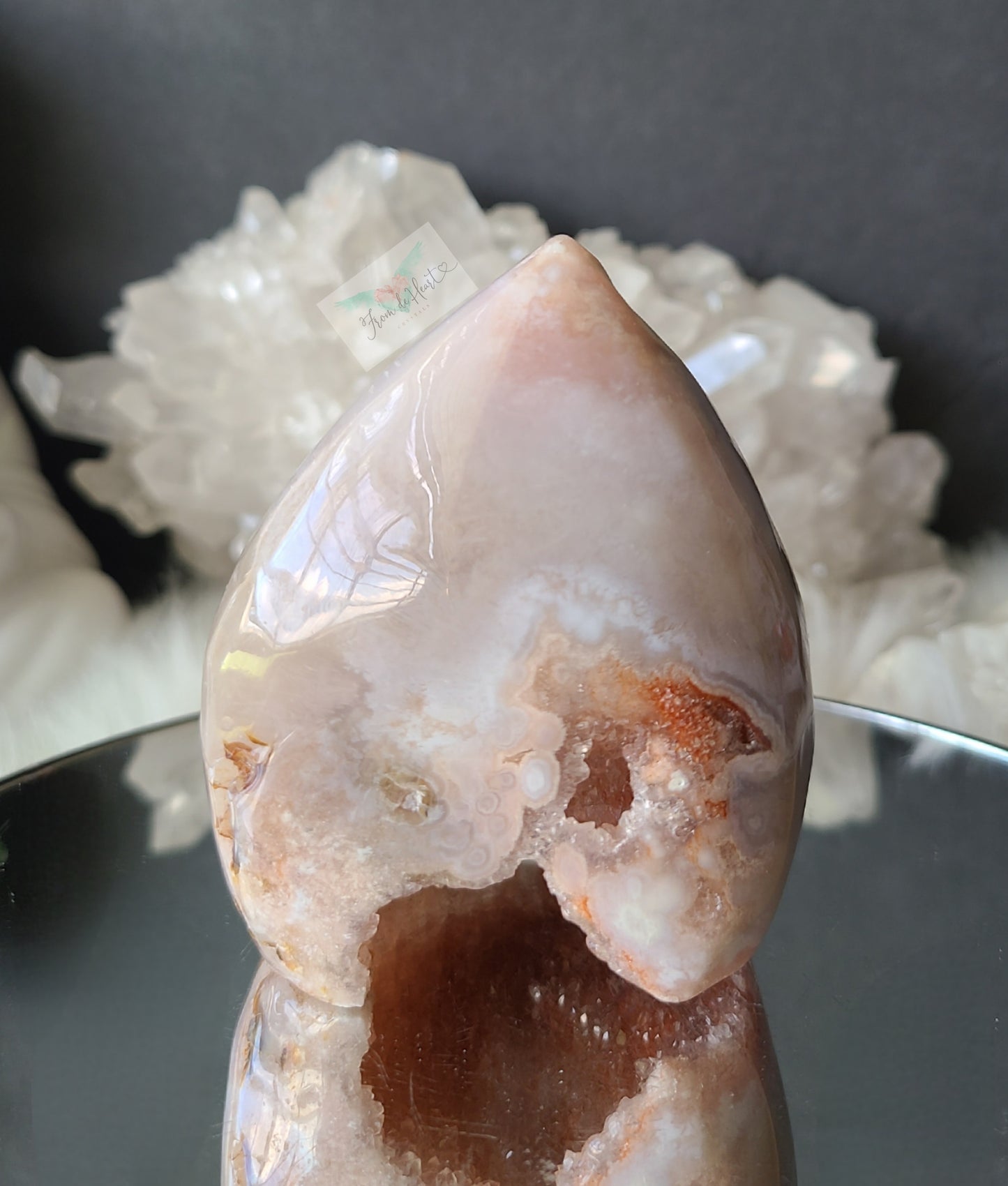 Pink Amethyst Flame with Druzy Geode