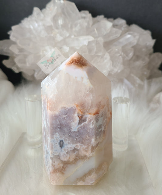 Purple Angel Flower Agate Tower
