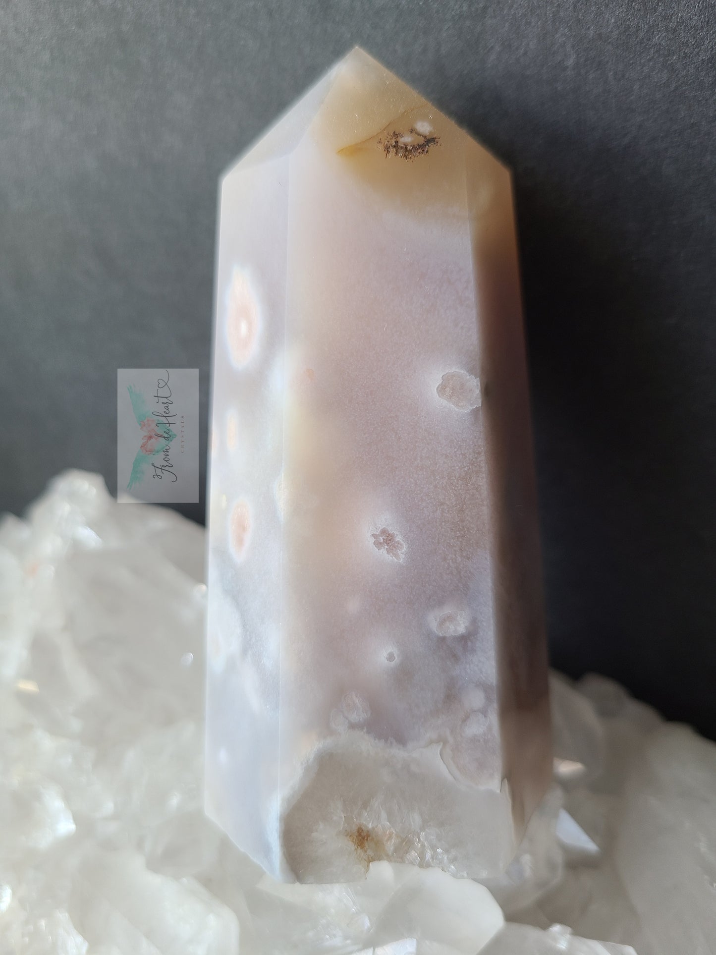 Flower Agate with Quartz Tower