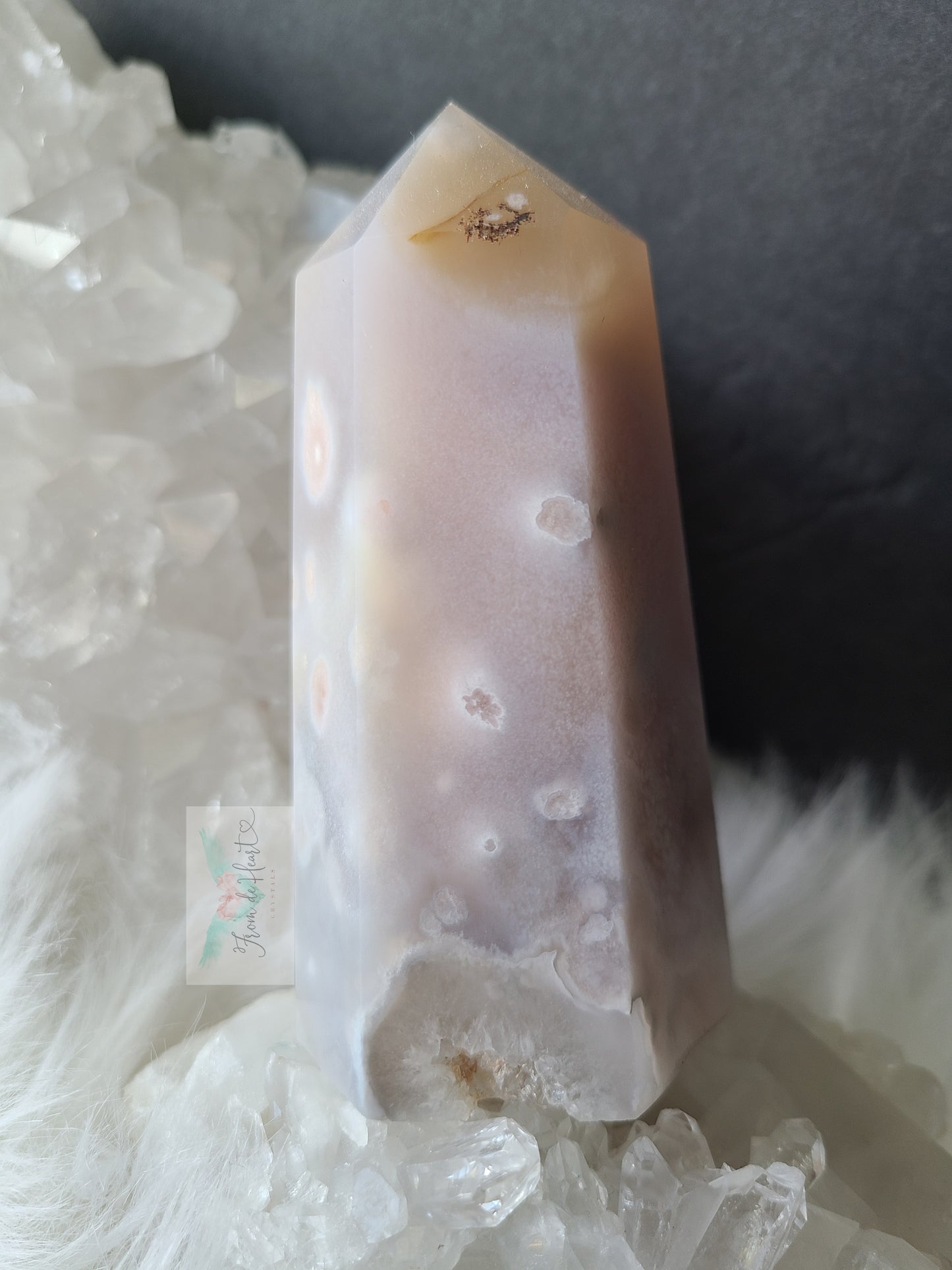 Flower Agate with Quartz Tower