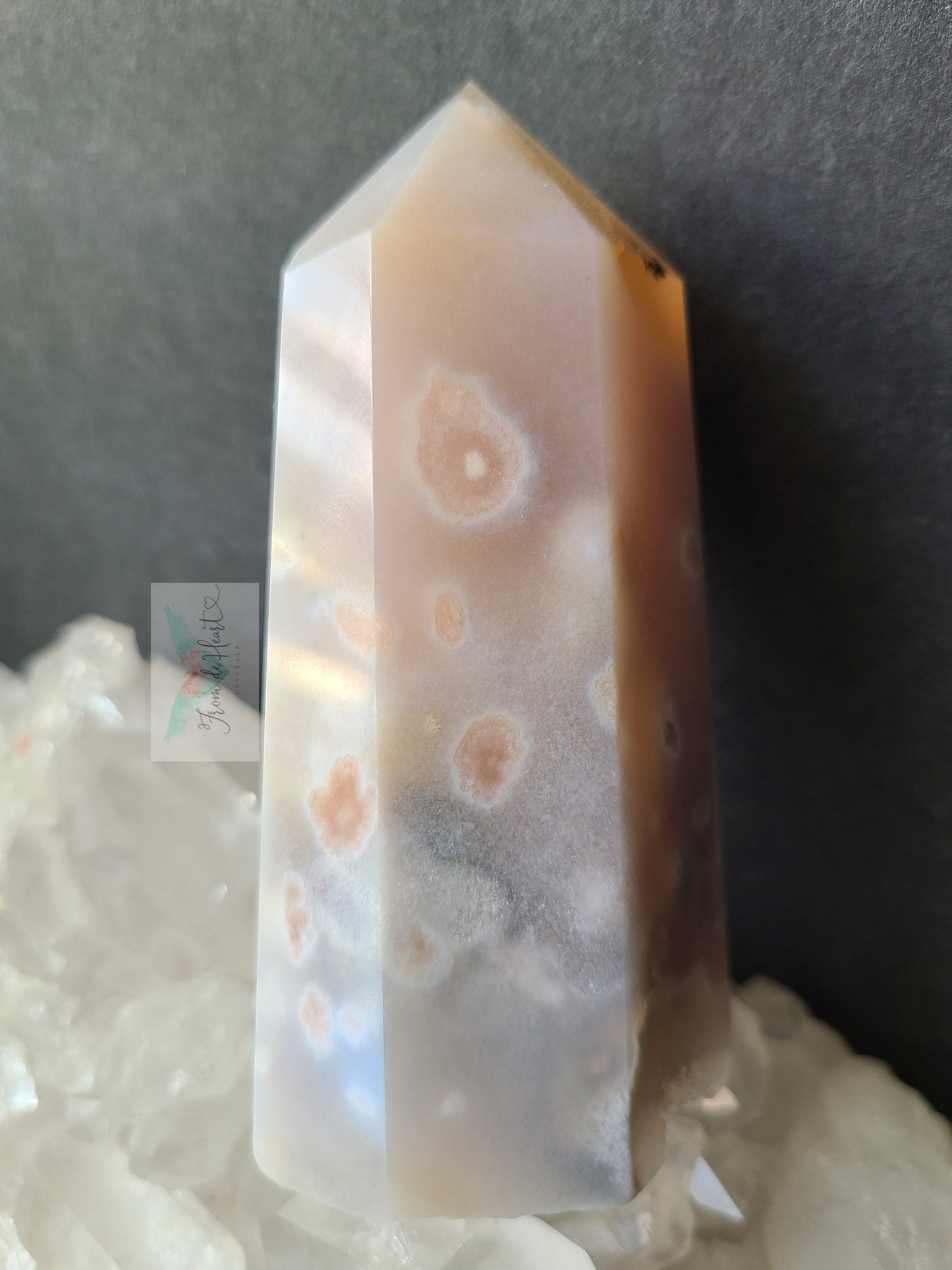 Flower Agate with Quartz Tower