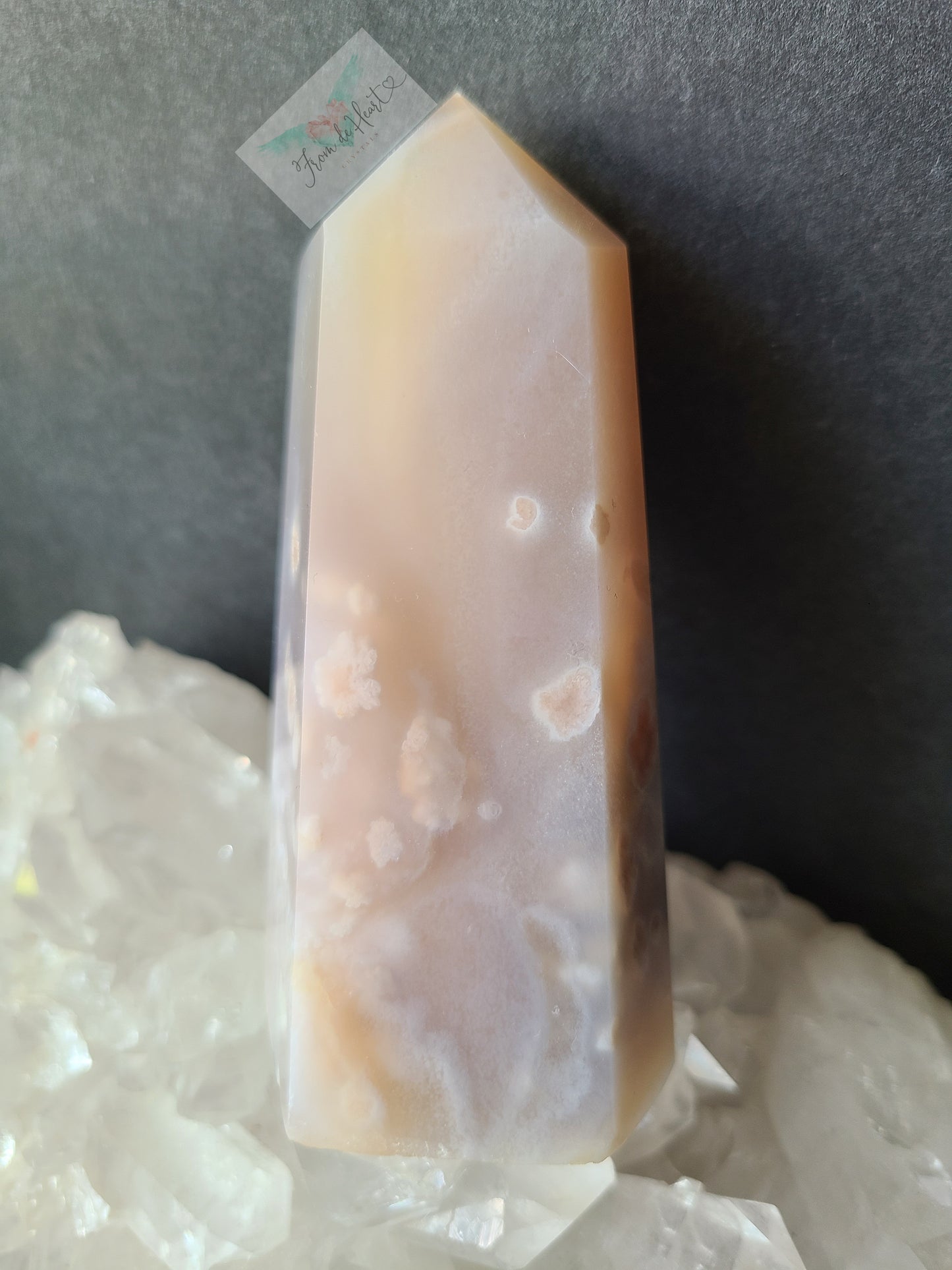 Flower Agate with Quartz Tower