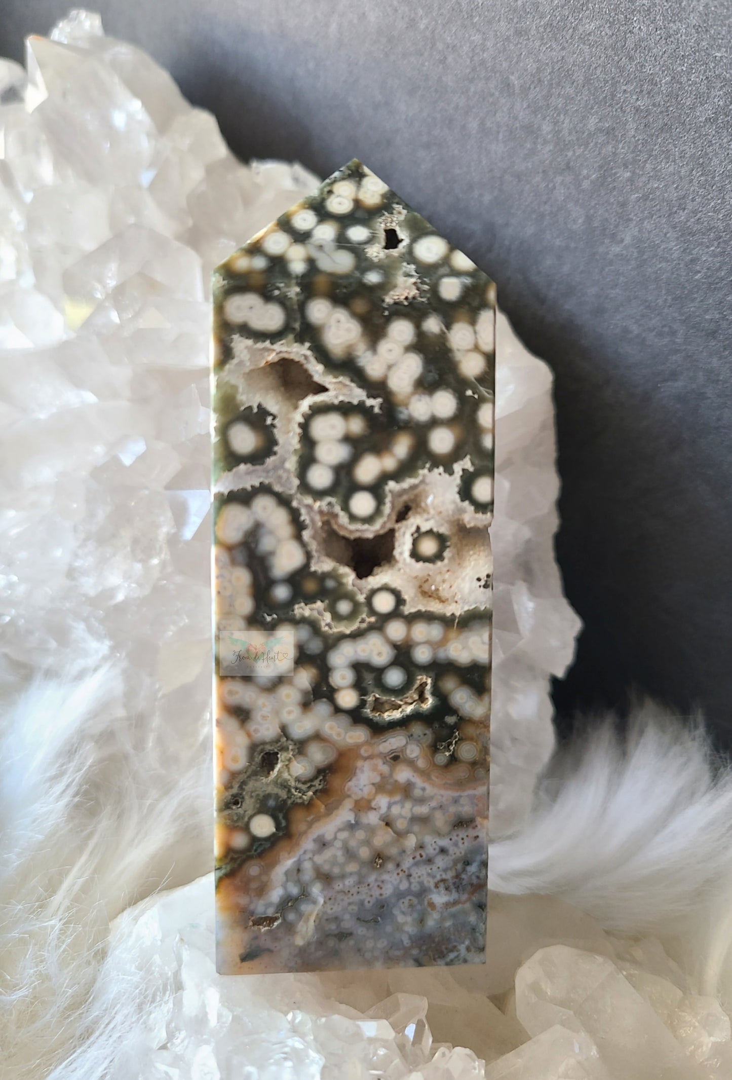 White Druzy Orbicular Ocean Jasper