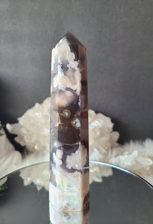 Black Flower Agate Tower (Large)