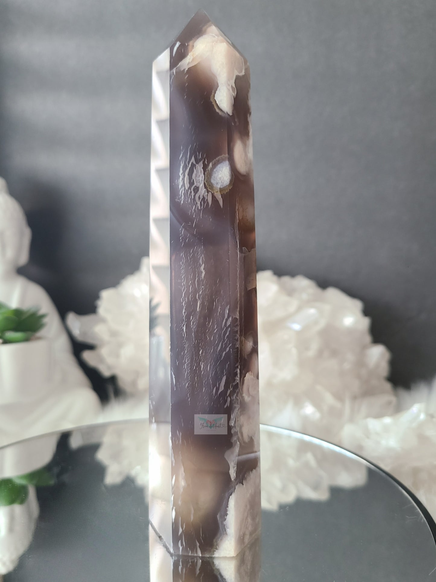 Black Flower Agate Tower (Large)