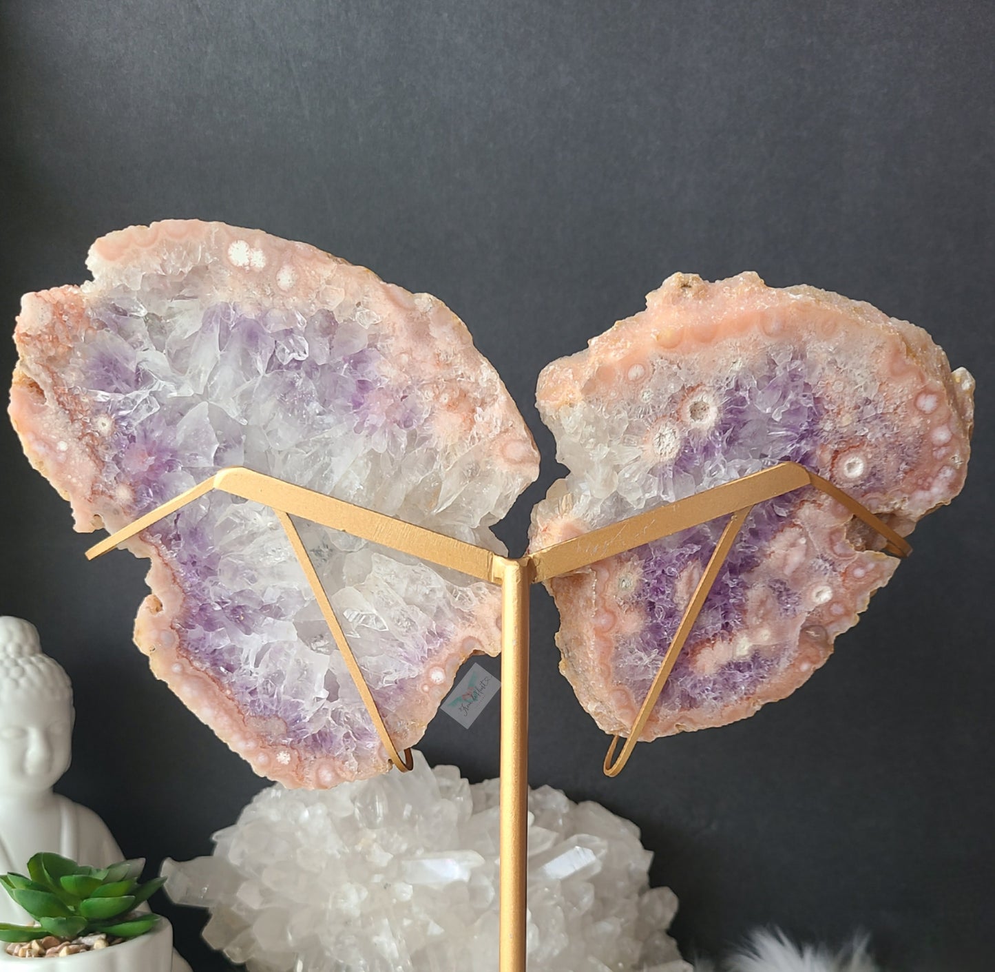 Pink Amethyst Wings on Stand