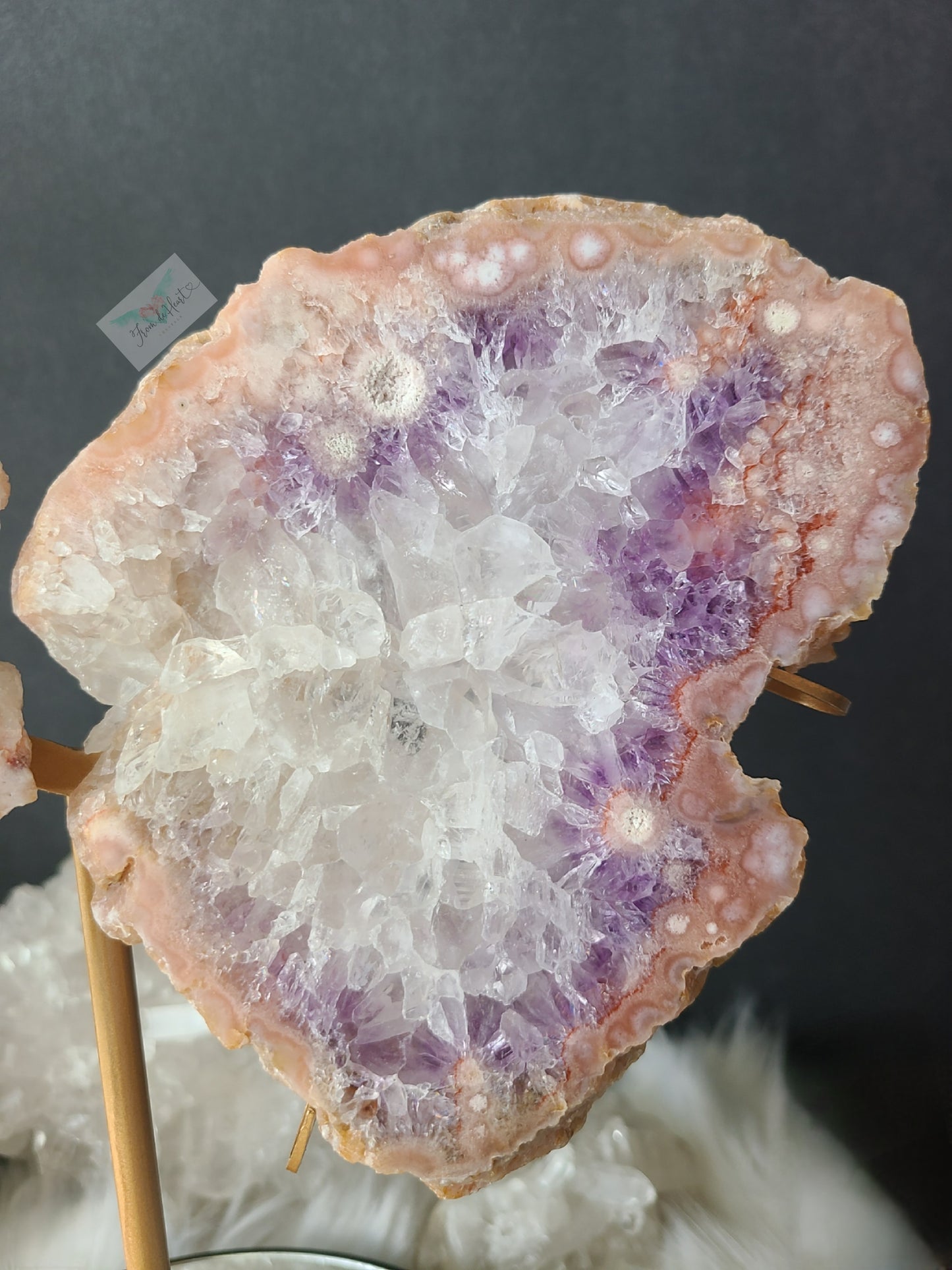 Pink Amethyst Wings on Stand