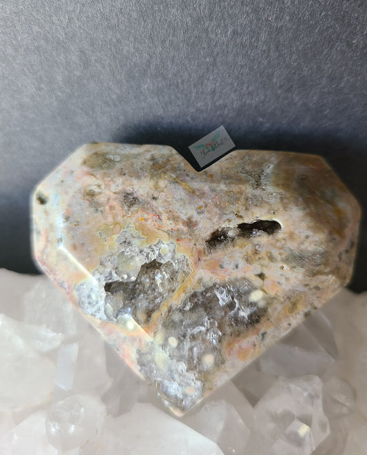 Druzy Faceted Ocean Jasper Heart