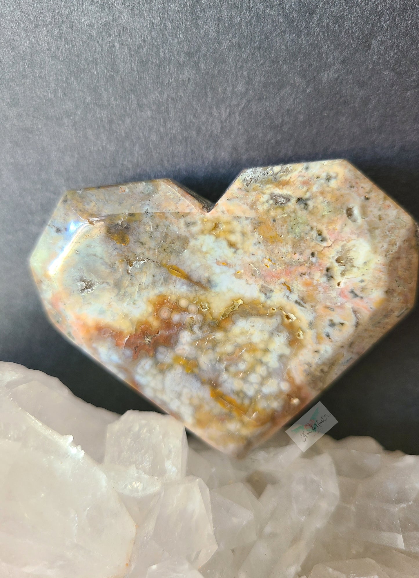 Druzy Faceted Ocean Jasper Heart