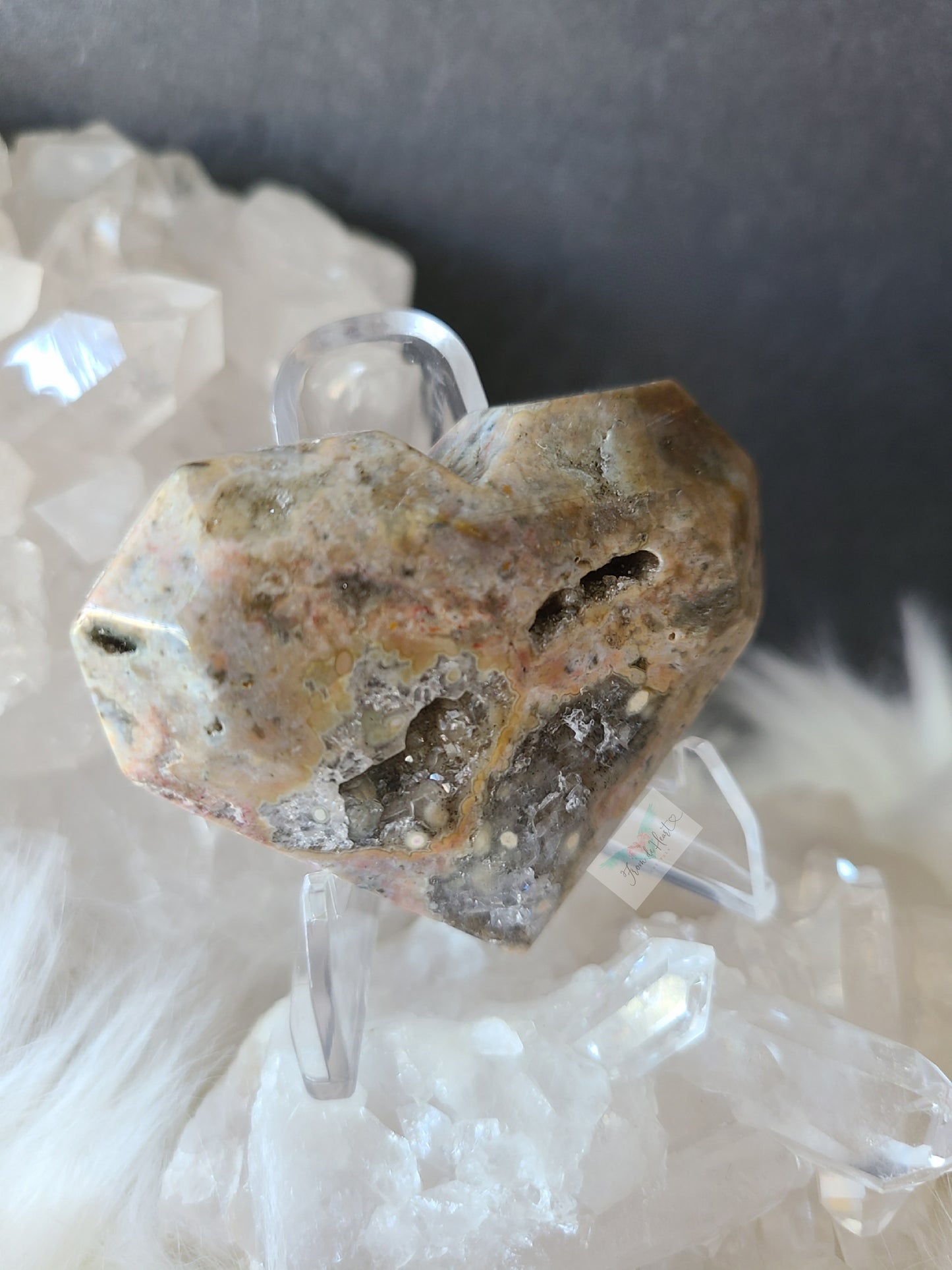 Druzy Faceted Ocean Jasper Heart