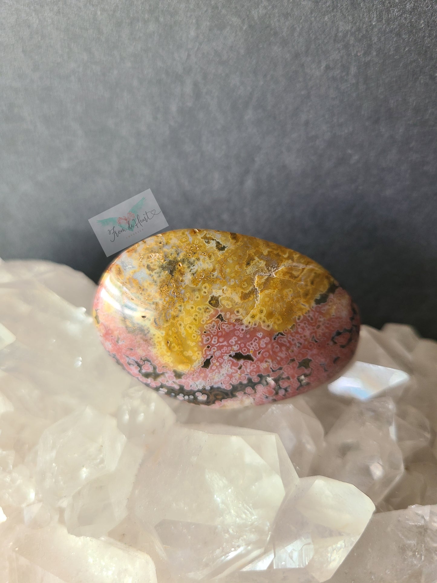 Pink and Yellow Ocean Jasper Pocket Stone