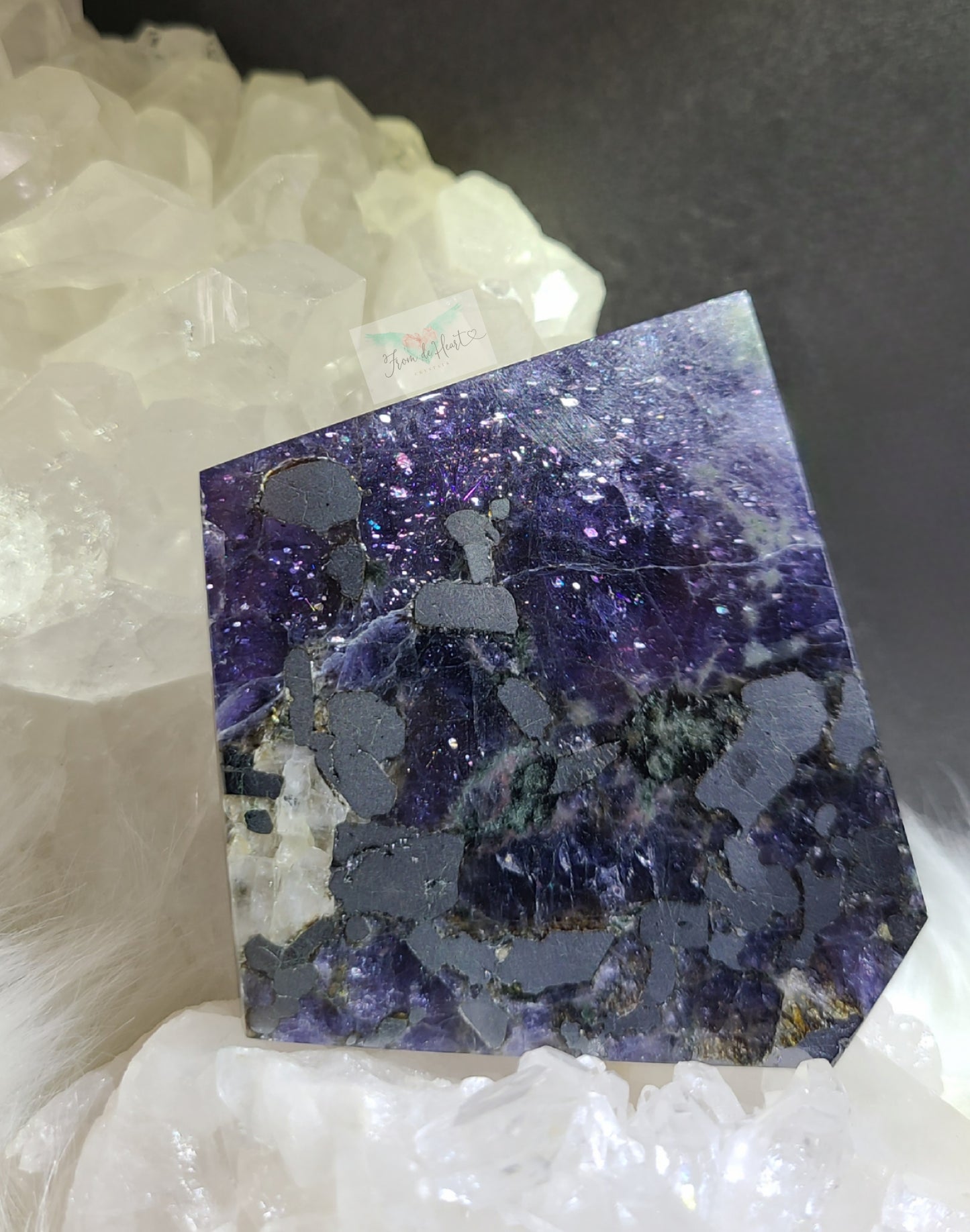 Iolite with Hematite and Quartz Slab (RARE FIND)