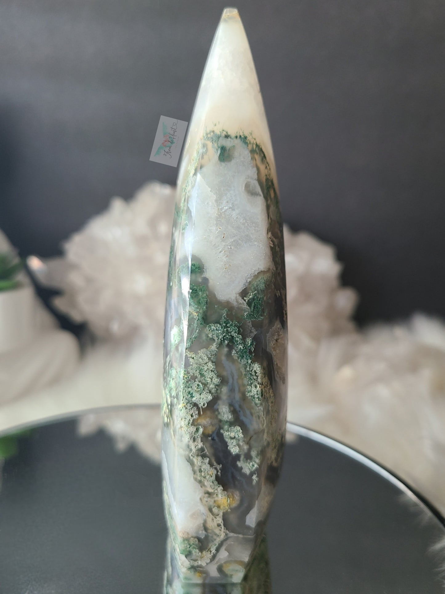 Druzy Moss Agate Flame