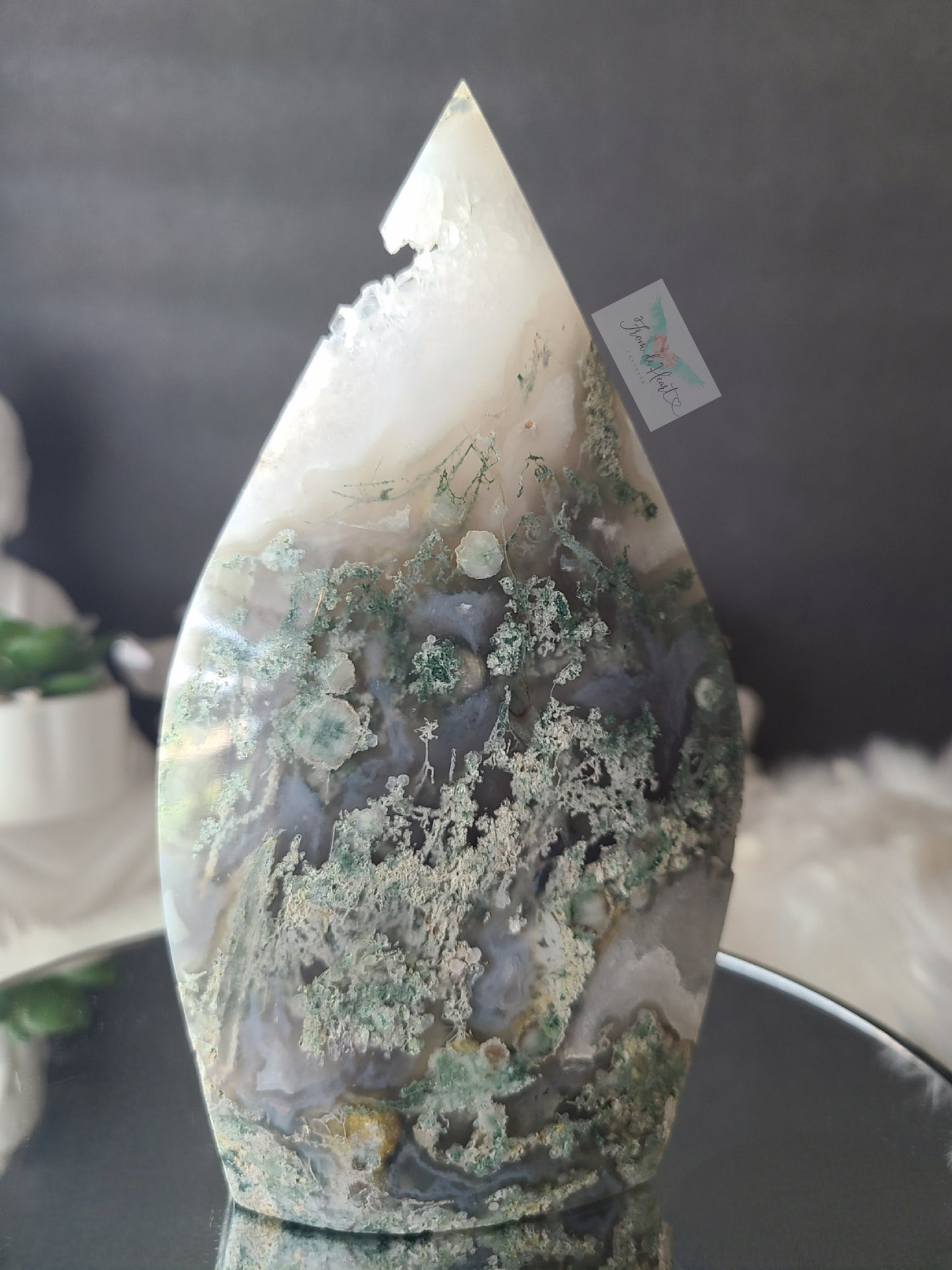 Druzy Moss Agate Flame