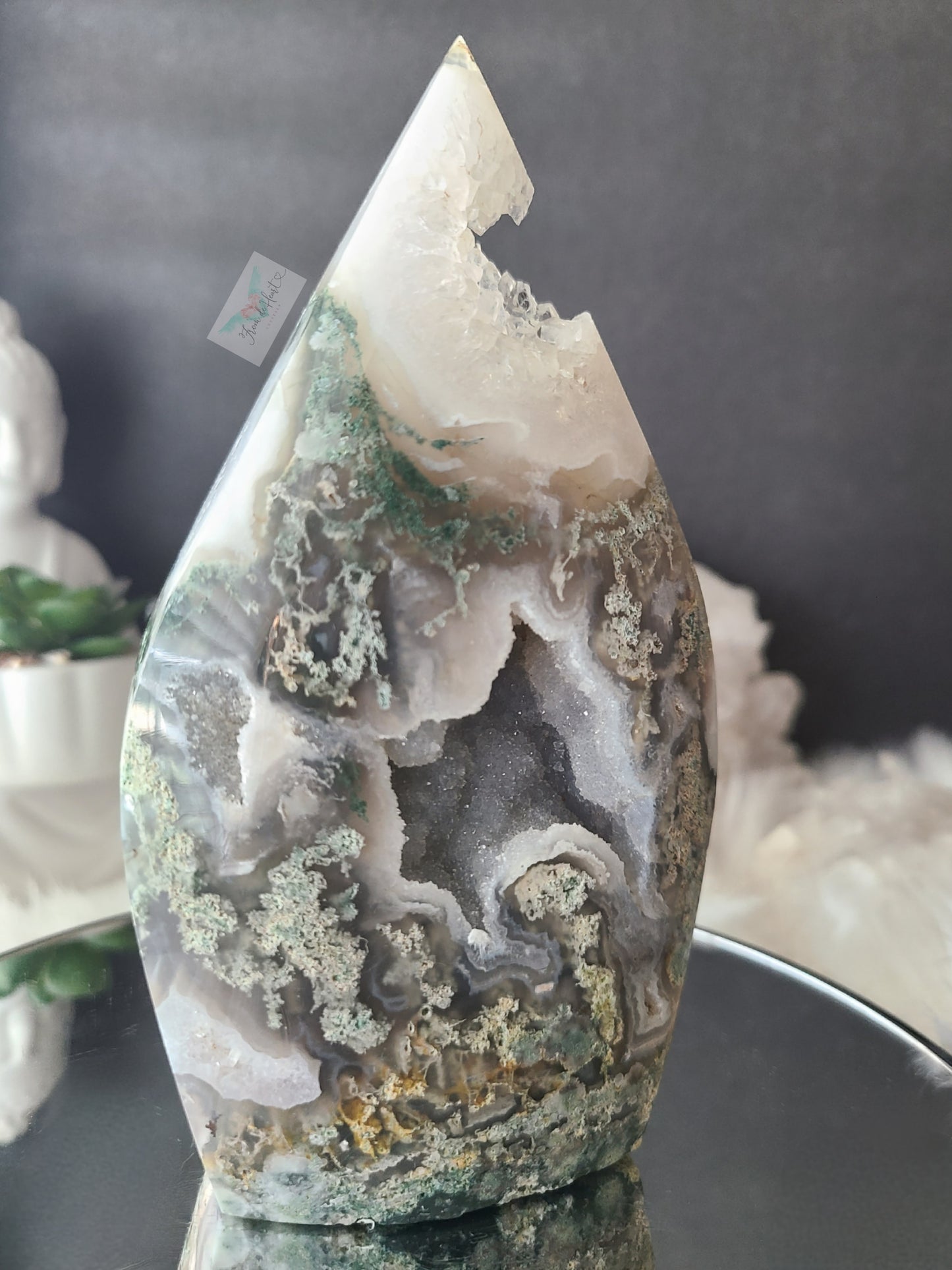 Druzy Moss Agate Flame