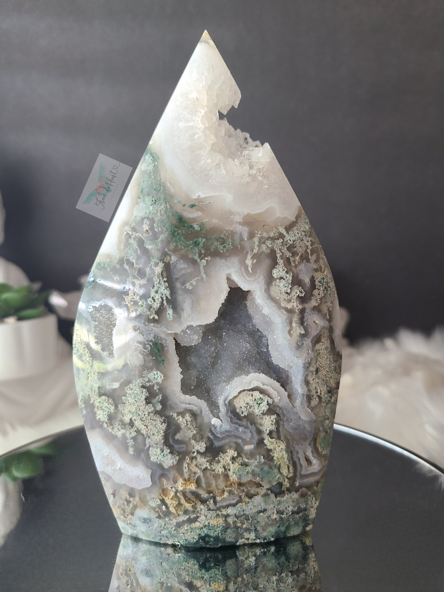 Druzy Moss Agate Flame