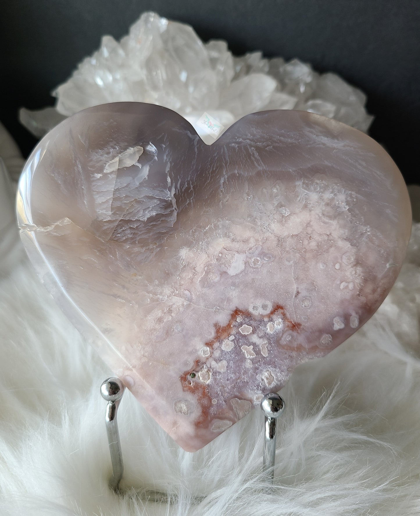 Druzy Pink Amethyst Agate Heart on Stand