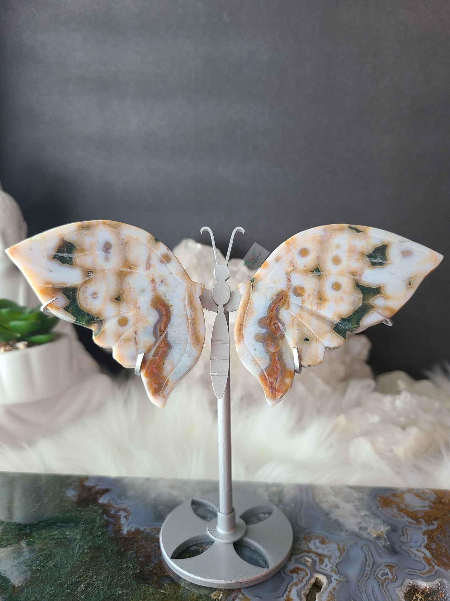 Ocean Jasper Wings on Stand (F24)