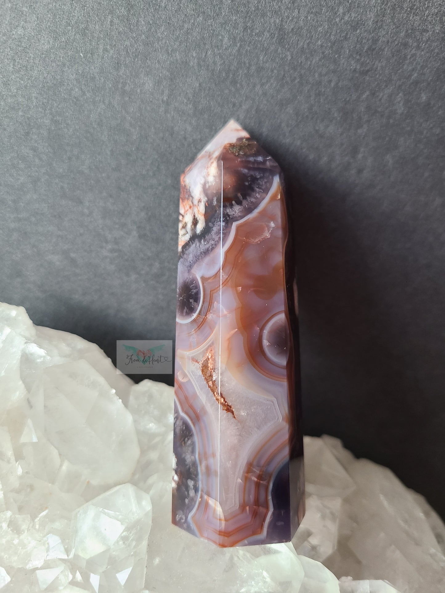 Black Flower Agate Tower