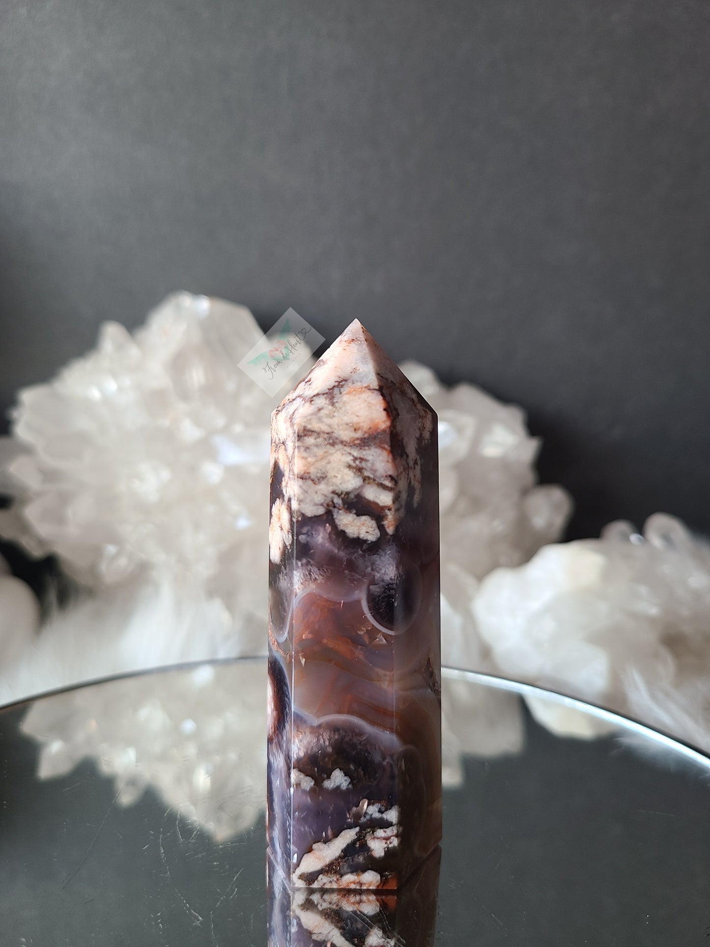 Black Flower Agate Tower