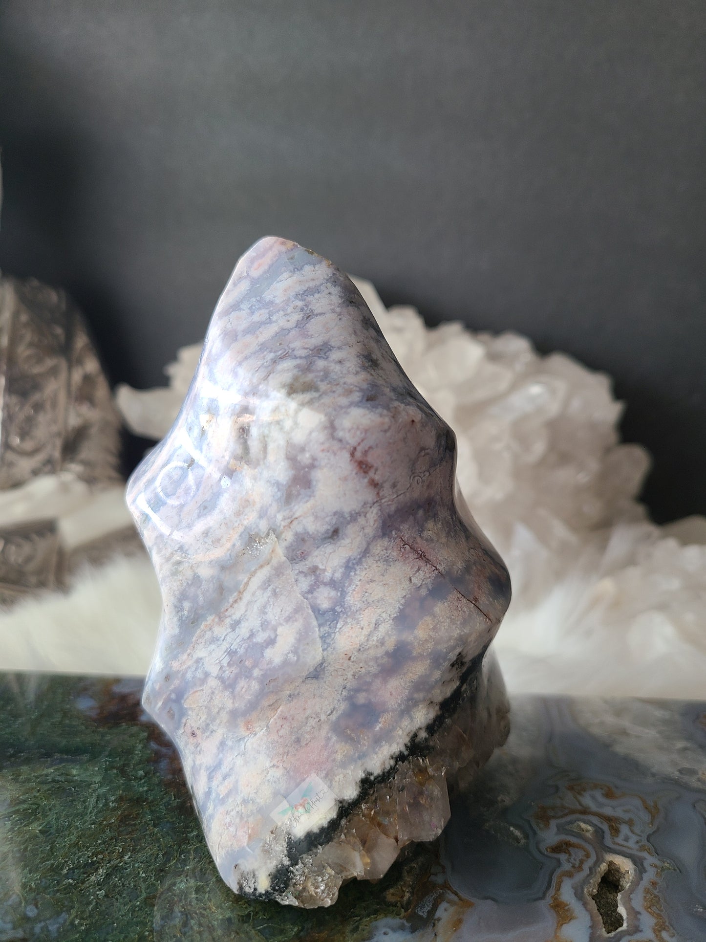 Floral Pattern Ocean Jasper Flame with Quartz (Rare Find)