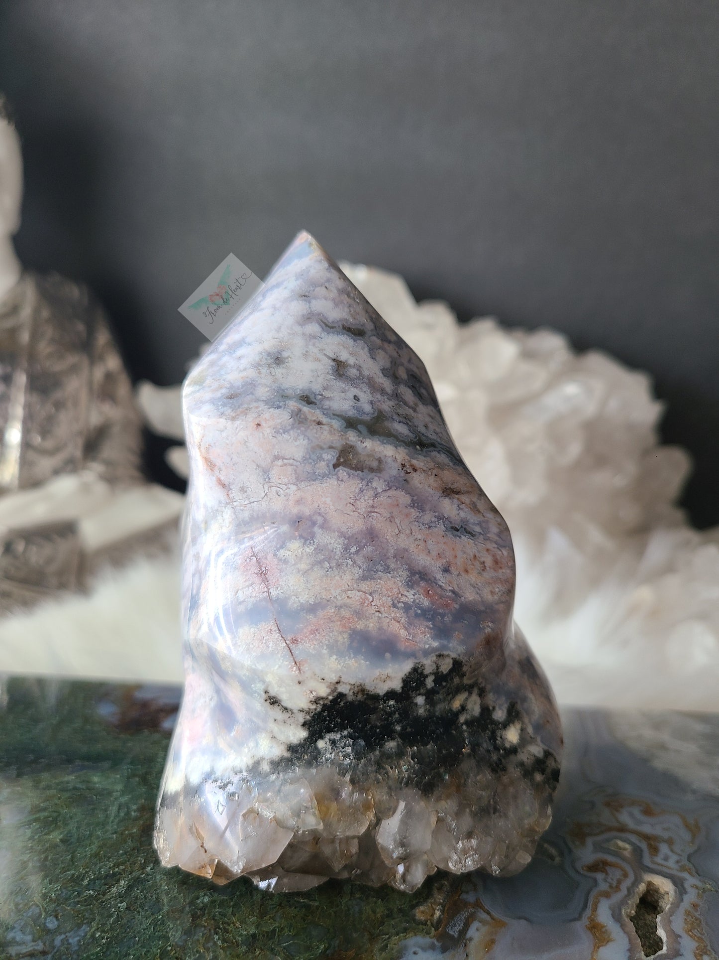 Floral Pattern Ocean Jasper Flame with Quartz (Rare Find)