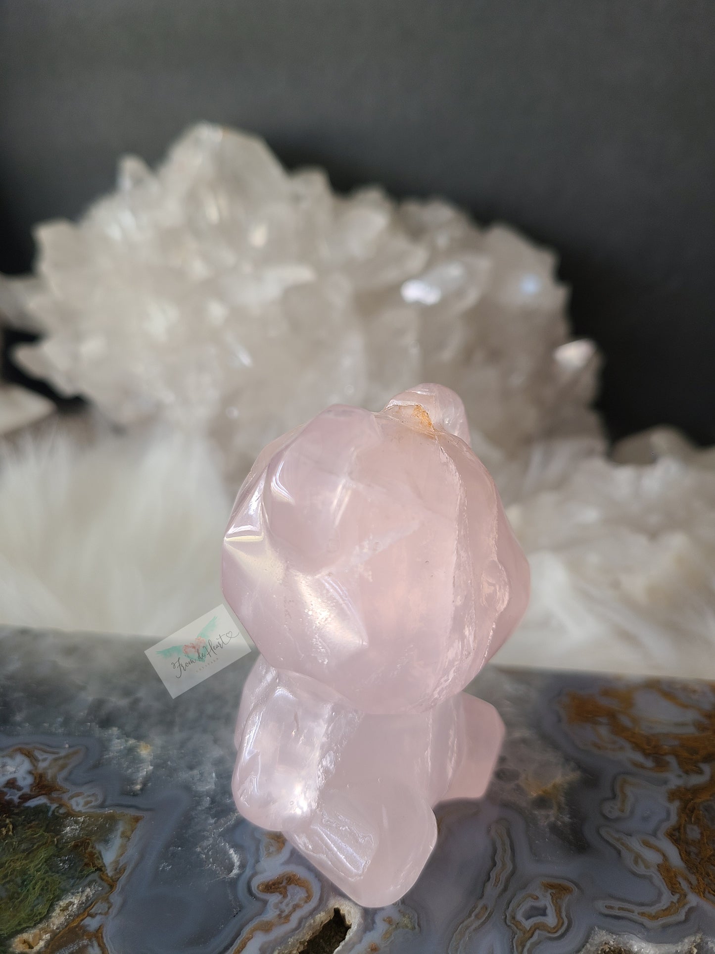 Rose Quartz Bear Carving