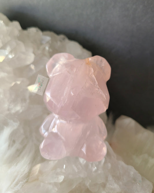 Rose Quartz Bear Carving