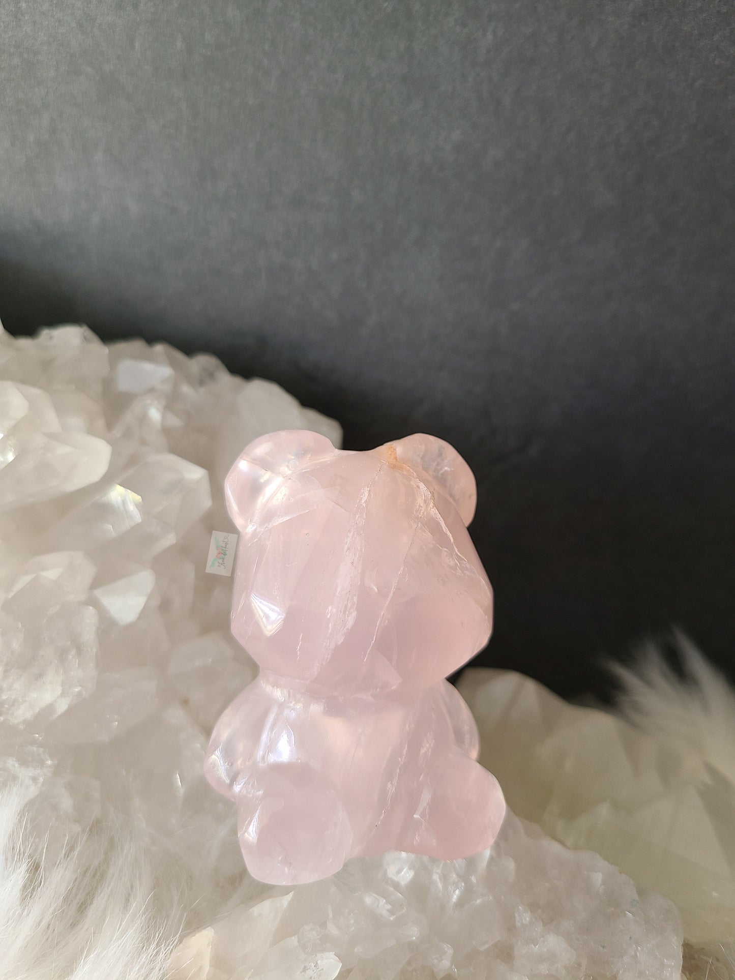 Rose Quartz Bear Carving