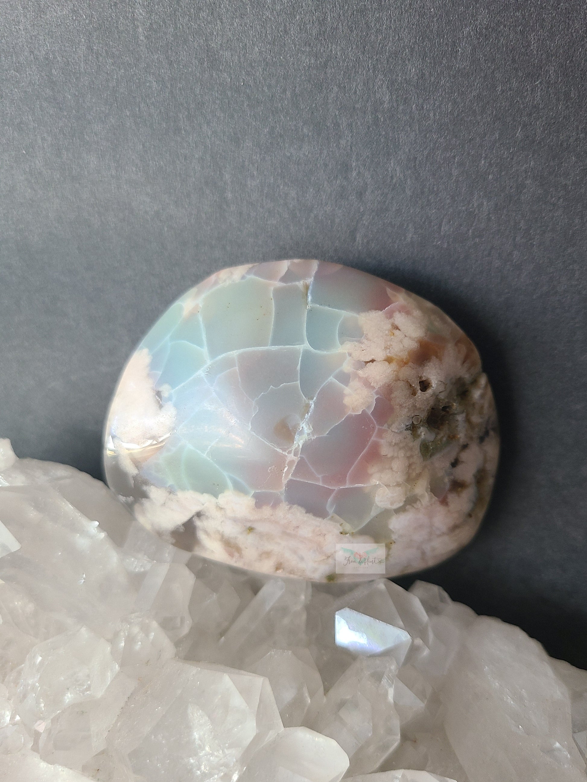 Colorful blue, green, pink Flower Agate Free form