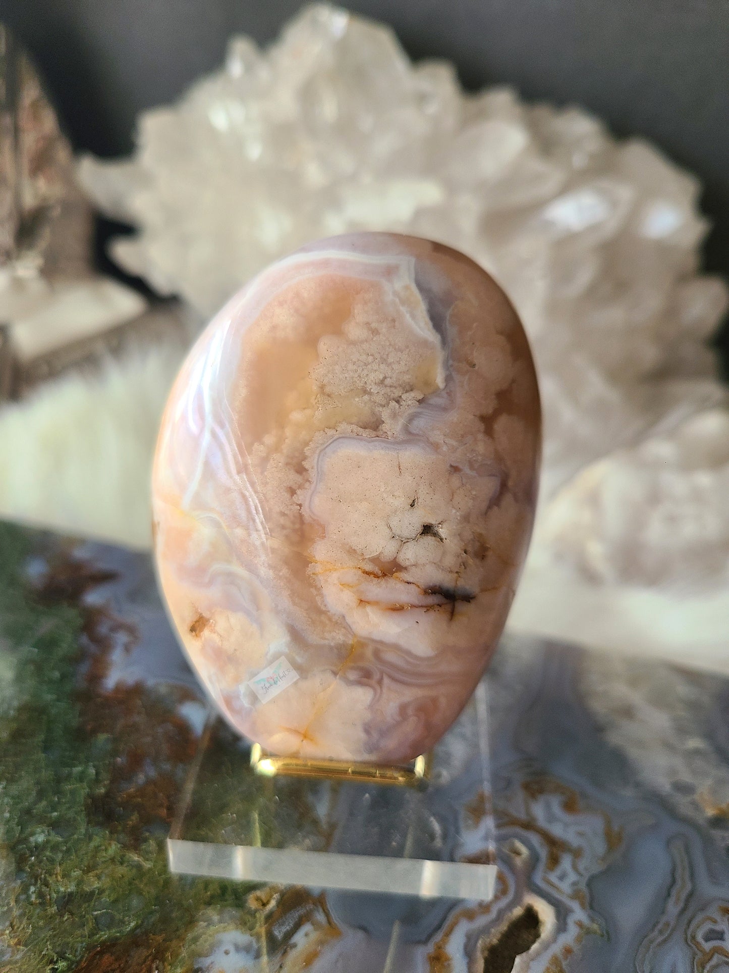 Flower Agate Palm Stone (A)