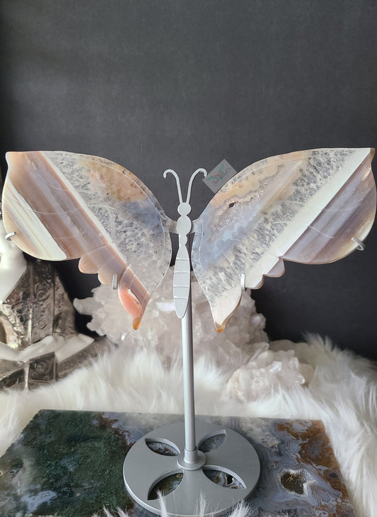 Agate Wings on Butterfly Stand