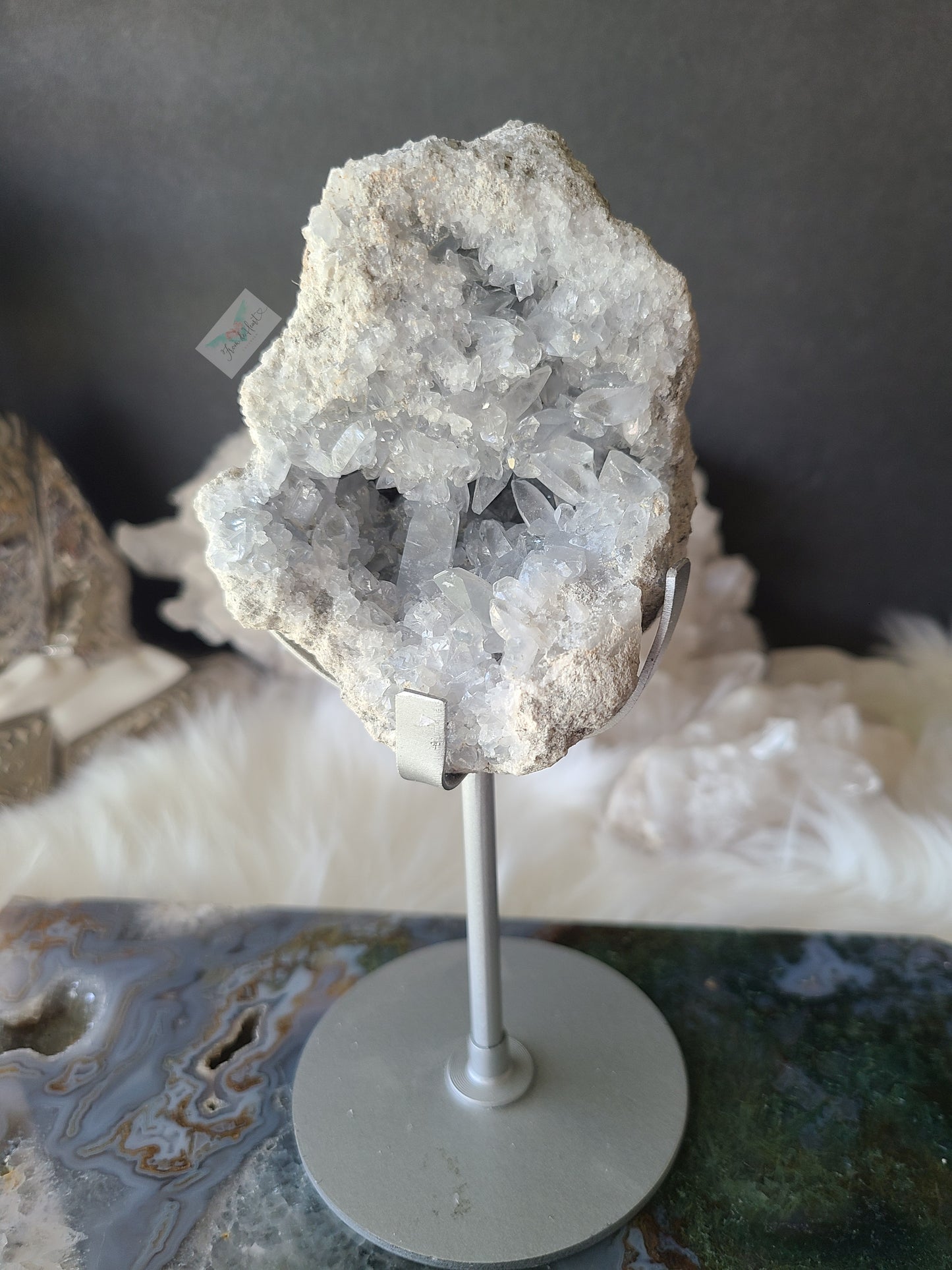 Celestite Geode on Stand