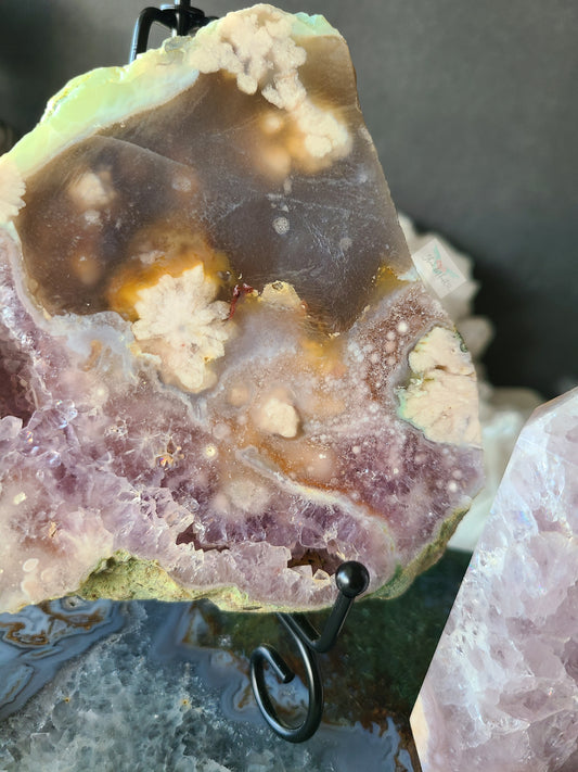 Amethyst Flower Agate Slab and Point (Pair)