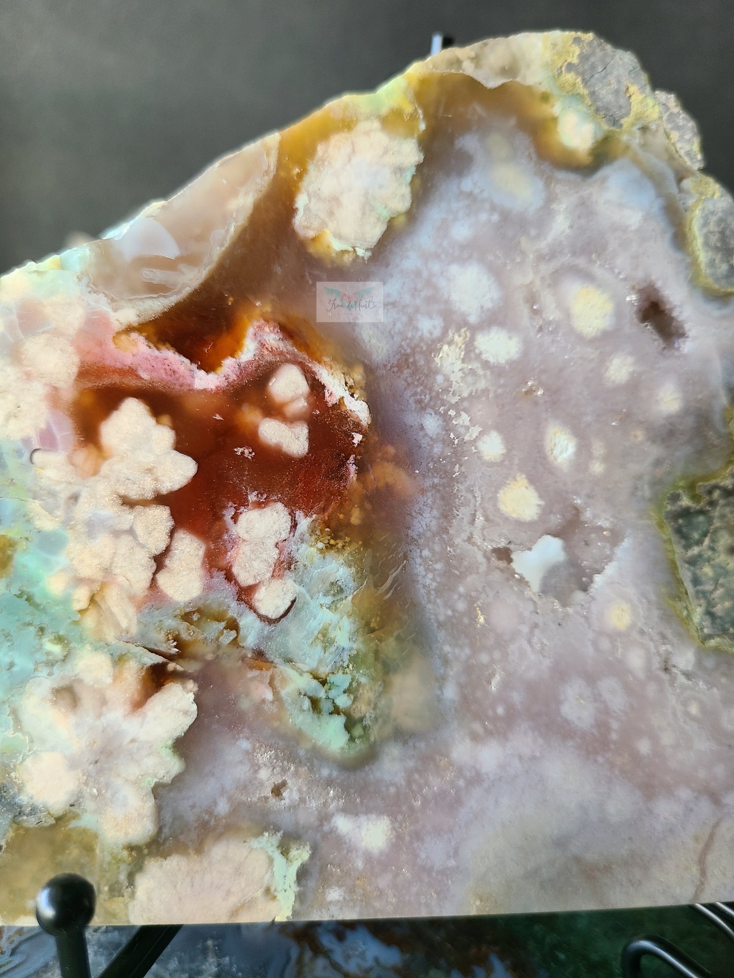 Flower Agate Slab on Stand