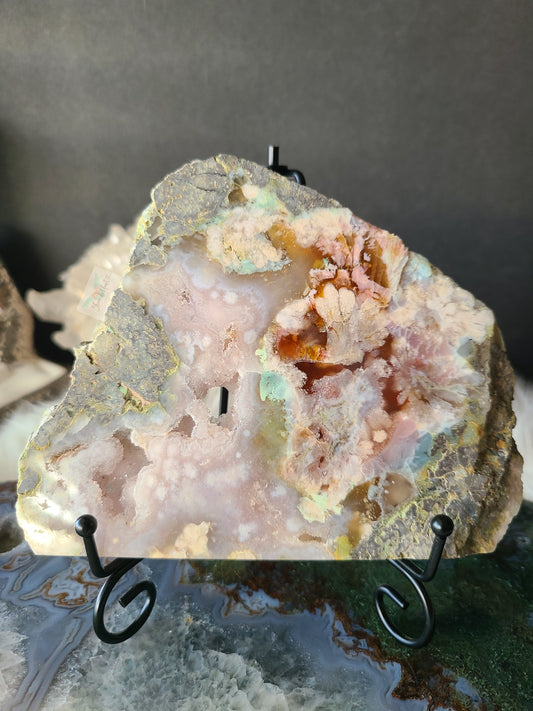 Flower Agate Slab on Stand