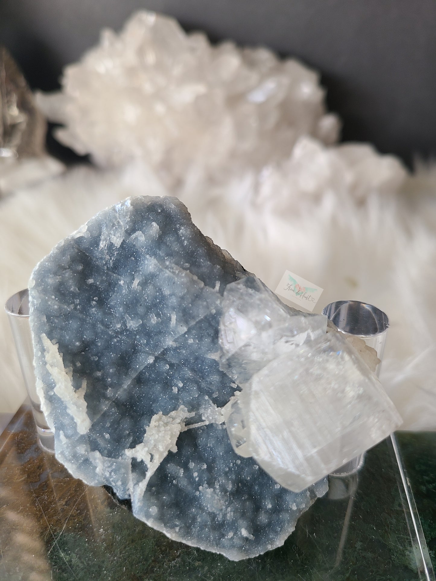 Apophyllite with Shimmery Blue Chalcedony (B)
