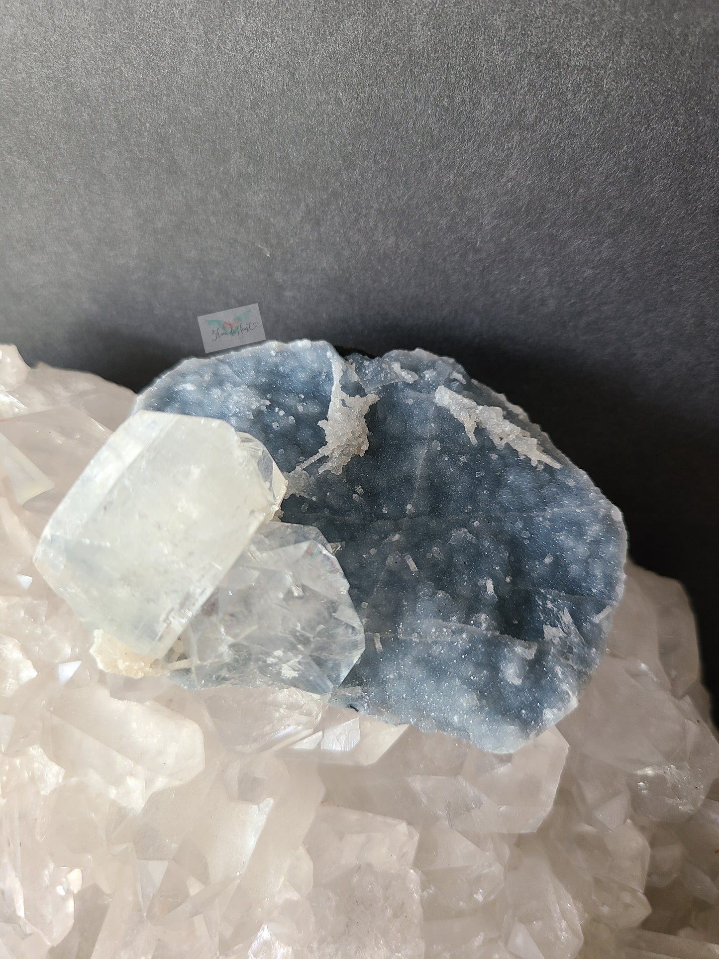 Apophyllite with Shimmery Blue Chalcedony (B)