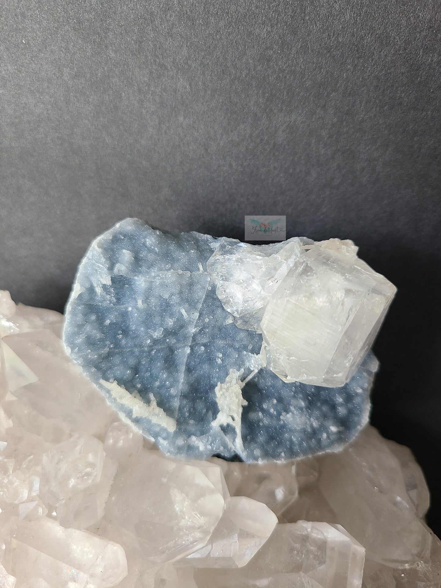 Apophyllite with Shimmery Blue Chalcedony (B)