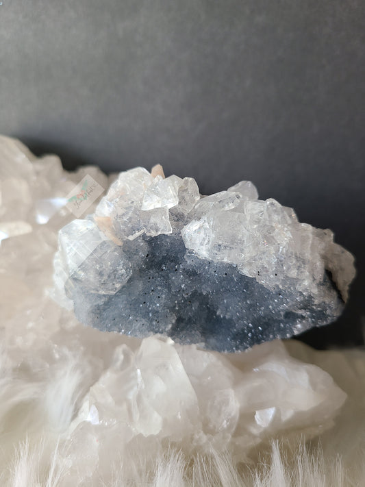 Apophyllite with Shimmery Blue Chalcedony