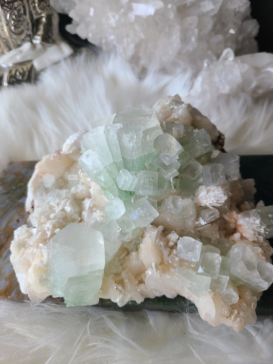 Green Apophyllite with Scolecite Specimen (Statement Piece)