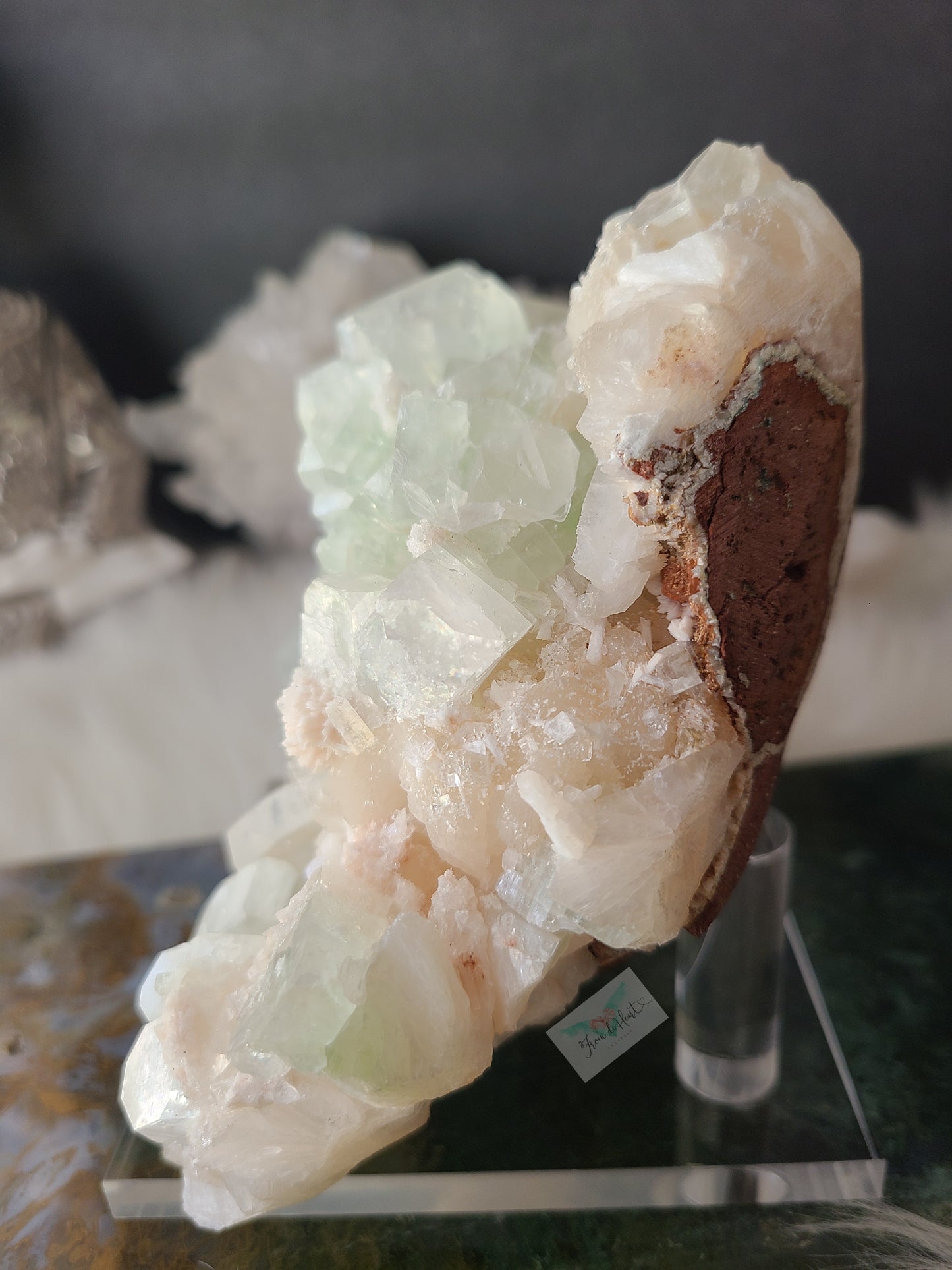 Green Apophyllite with Scolecite Specimen (Statement Piece)
