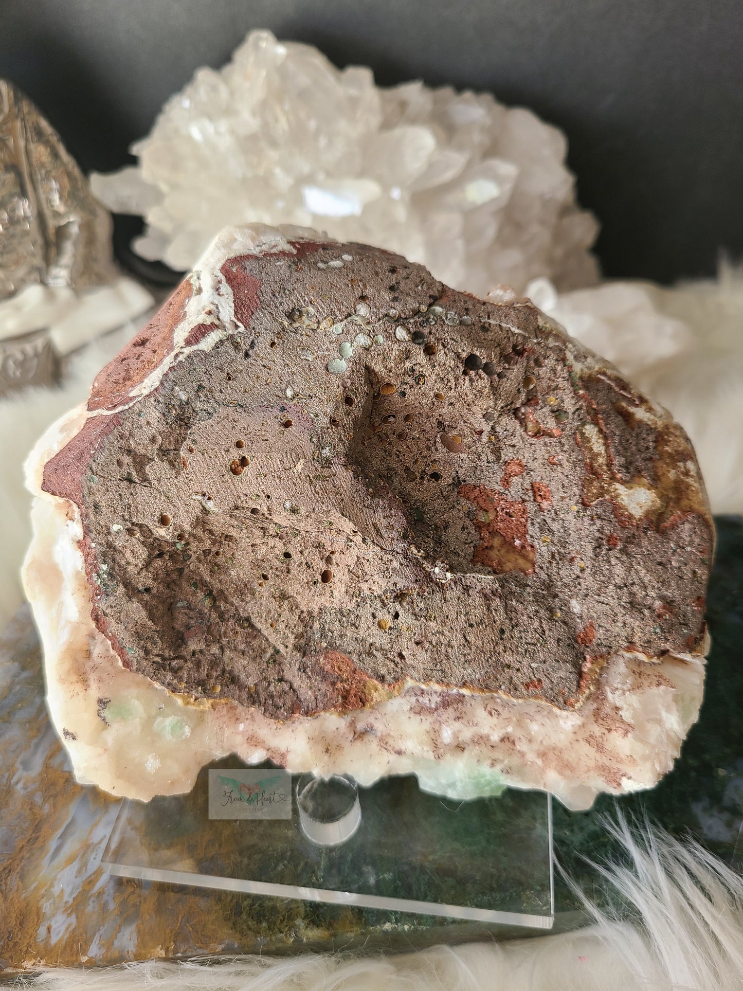 Green Apophyllite with Scolecite Specimen (Statement Piece)