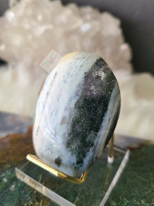 Ocean Jasper with Pyrite and Quartz Palmstone
