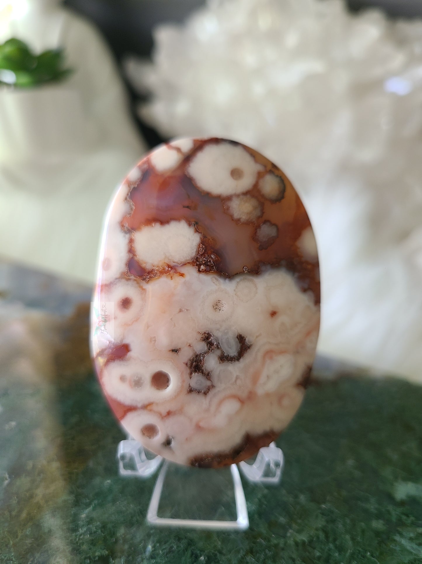 Carnelian Flower Agate Palmstone (A)