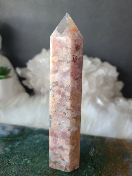 Pink Flower Agate Tower (RARE FIND)