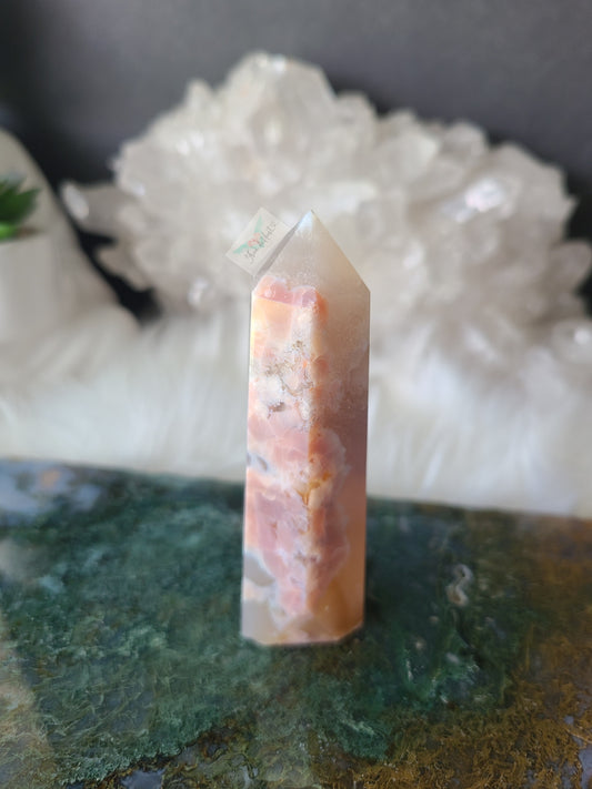 Pink Flower Agate Tower (RARE FIND) (B)