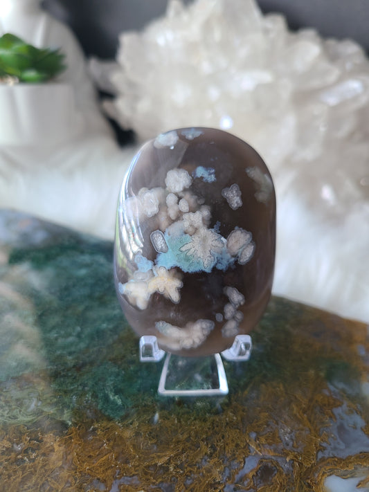 Black Flower Agate Palmstone (B)